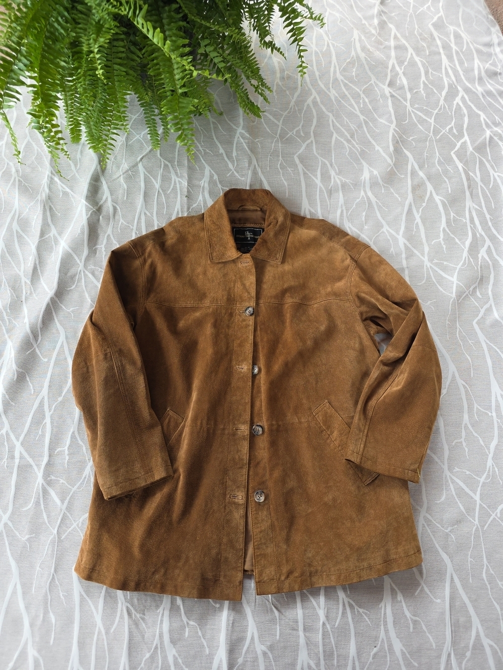 Brandon Thomas Chestnut Brown Suede Button-Front Jacket